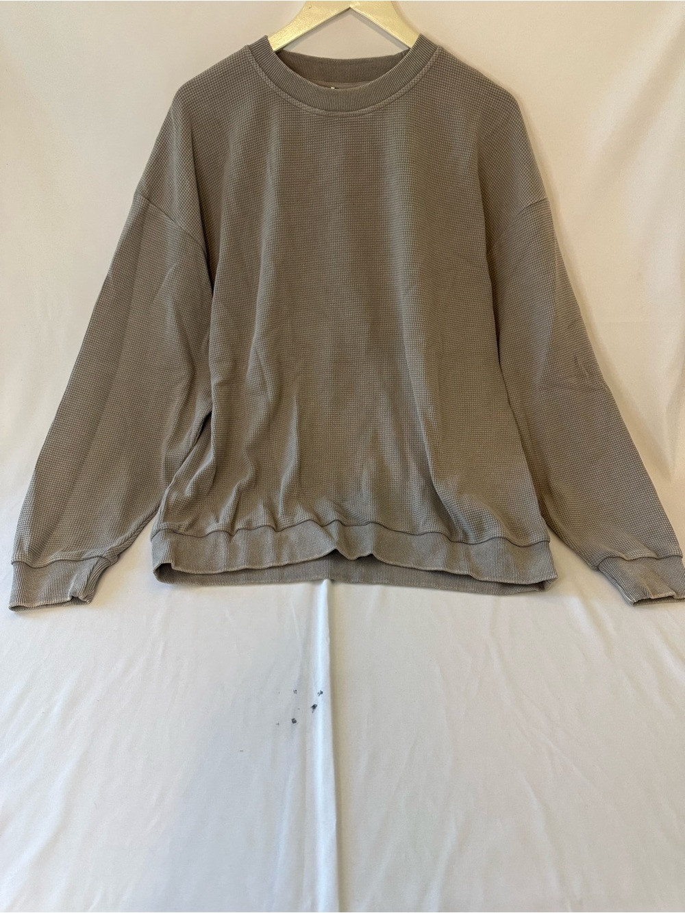 Fiable womans Gray Waffle Knit Crewneck Pullover Sweatshirt XL new
